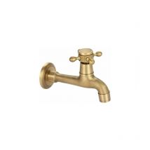 Rubinetto da giardino vintage in ottone massiccio con montaggio a parete, filettatura G1/2 (lungo)