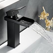 Rubinetto del bagno Rubinetto nero Rubinetto del bagno Cascata Rettangolare Foro singolo Cartuccia in ceramica Rubinetto per lavabo quadrato