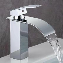 Peny - Rubinetto del bagno, rubinetto per lavabo dal design moderno a cascata, design del corpo valvola in rame resistente, ottone cromato. Acqua