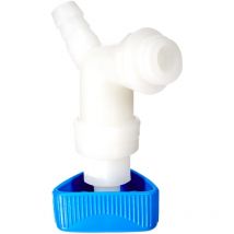 hünersdorff Valvola angolare angolata per taniche con filettatura larga 22 mm attacco per tulle da 13 mm o 1/2" naturale/blu