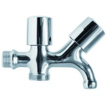 Rubinetto duplex lavatrice 1/2 ' doppio uso cromato cromo maniglia zama