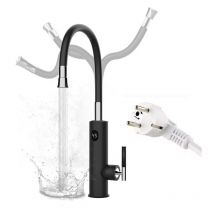 Rubinetto Elettrico Acqua Calda Istantaneo, 3200W Girevole 360° Rubinetto Scaldabagno Scalda Istantaneo con Display Digitale led e Tubo Flessibile,