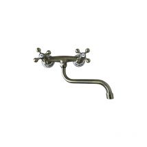 Bagnoclic - Rubinetto gruppo lavello a parete bronzato, vecchio ottone rosone con fiori