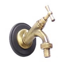 Rubinetto modello 303 con rosone disco in ottone con attacco per gomma per fontana da giardino casa 1/2' scegli il colore : brunito