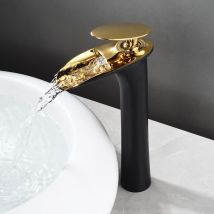 Rubinetto Lavabo Cascata Moderno Miscelatore Monocomando Bagno Acqua Calda e Fredda con Tubo G3/8 Pollici Nero