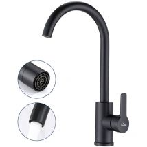 Auralum - Rubinetto Lavello Cucina Nero Rubinetti Cucina ad Alta pressione, Girevole a 360 ° Miscelatore Monocomando con Aeratore Rimovibile, Acqua