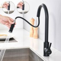 Auralum - Lonheo Estraibile Rubinetti Cucina con Doccetta, Girevole a 360 Rubinetto per Cucina, 2 Funzioni Miscelatore Monocomando per Cucina, Nero