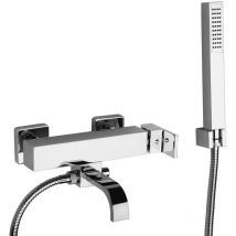 Miscelatore vasca esterno con set doccia fisso a parete Paini Dax r 84CR100R Cromo