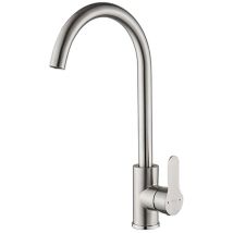 Rubinetto Monocomando Fontastock Grigio Acciaio Inossidabile Ceramica Lega Di Zinco Forma A C