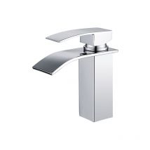 Homelody - Rubinetto per Bagno a Cascata Miscelatore per Lavabo in Acciaio Inossidabile Rubinetto per Lavabo a Due vie Design Moderno Cromato