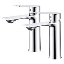 2PCS Rubinetto Bagno Lavabo Miscelatore Lavabo Acciaio Inossidabile Rubinetti Bagno Monocomando Fredda e Calda Regolabile