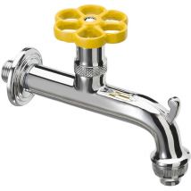 Rubinetto per Fontana da Giardino in Ottone Cromato con Ghiera in Tinta Belfer RUB/018 Giallo