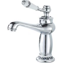 Rubinetto per il bagno, Miscelatore per bagno monocomando cromato, per lavabo o lavandino del bagno, Miscelatore per lavabo regolabile caldo e freddo