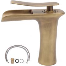 Rubinetto per lavabo a cascata in ottone antico, gamma singola, miscelatore sottolavabo per acqua calda e fredda