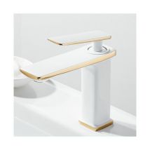 Rubinetto per lavabo in rame pieno caldo e freddo - Bianco più oro