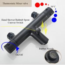 Rubinetto per vasca a parete Termostatico miscelatore a muro monoleva regolabile acqua calda e fredda monocomando da bagno in ottone Nera