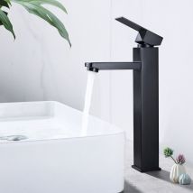 Aihom - Rubinetto da Bagno Nero Rubinetto Bagno Nero Alto Miscelatore per Lavabo con Acqua Calda e Fredda, Rubinetteria Lavamani Smontabile Acciaio