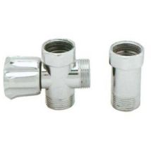 Rubinetto A Vite 3 Vie X Lavatrice + Distanziatore Ottone Cromato 3/4mmf