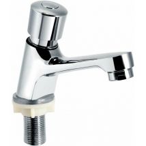 Rubinetto cromato con chiusura temporizzata Flusso Risparmio idrico Ritardo per lavabo Rubinetto per lavabo per cucina Bagno pubblico Argento