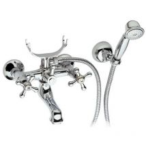 Rubinetto vasca con doccia duplex, finitura bianco lucido- serie liberty