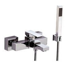 Banyo - Rubinetto vasca duplex esterno, con flessibile cm.150 e supporto e doccetta in ottone cromato - serie skyline