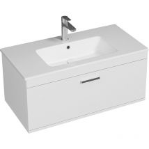 Saniverre - rubite Meuble salle de bain simple vasque 1 tiroir blanc largeur 90 cm