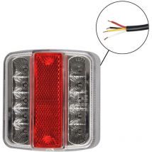 Ruckleuchte 4 Funktionen 98x105mm 14LED – E4-zugelassen – 12V – IP67 – Weiß = gemahlen, Schwarz = Rücklicht, Gelb = Kontrollleuchte, Rot = Bremslicht