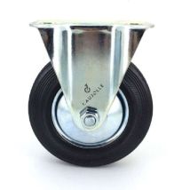 Rueda fija 125 mm metal goma – Disco antihilado negro – Capacidad de carga 150 kg