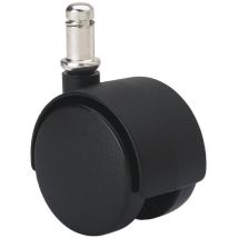 Rueda giratoria de polipropileno negra 50 kg – Diámetro 50 mm – Altura total 61 mm – Espiga 11x22 mm
