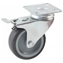 AVL - Rueda giratoria con placa base rectangular y freno rueda de goma ø 50 mm - agujero liso - capacidad de carga 50 kg - 552840L