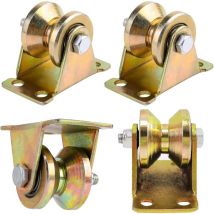 Echoo - dpzo - Ruedas de acero con ranura en v (4 unidades, 50 mm) para portones corredizos, puertas de fábrica y de entrada, capacidad de carga: 300