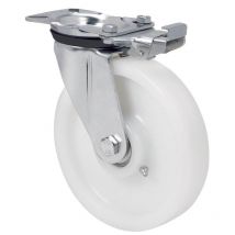 Rueda giratora placa mec.dir.4mm 10zvrmd150-ftb nylon blanco extrafuerte bol.