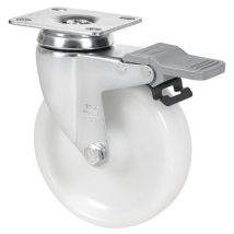 Rueda giratora placa freno 10bhafd100-ut poliamix blanco eje liso