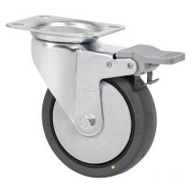 Rueda giratora placa freno 10zvfd125cp-pgcsb poliur.gris conductivo bolas
