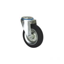 Rueda giratora agujero m12 20zvl125-bsr metalico-goma negra rodillos