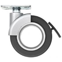 Cime - Rueda giratoria con freno rotola negra, 47x47 mm, d. 65 x H.80 mm, distancia entre ejes 35x35mm