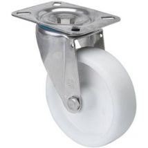 Rueda giratora placa inox.10zvi200-ut poliamix blanco eje liso