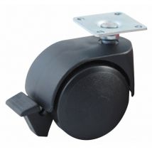 AVL - Rueda giratoria con placa rectangular + freno Ruedas dobles de nylon Ø50 - Capacidad de carga 40kg - 595080A