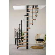 Handystairs - Escalier polyvalent gain de place 'monaco' - Métal blanc avec marches en hêtre - Largeur 64cm - Hauteur maximum 316cm