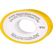 Rullo di guarnizione in ptfe (nastro in teflon) frp per filettatura fine DN10 secondo din en 751-3, 12 mm x 0,1 mm x 12 m (60 g/m2) (20 pezzi)