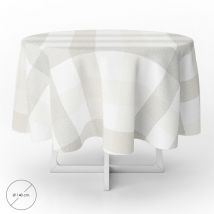 Mantel Hule Redondo ø 140 cm. Cuadros Beige