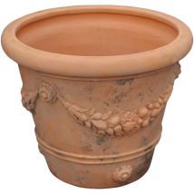 Biscottini - Runde Terrakotta Vase 80X68 cm Außenvase Handgefertigter Gartenpflanzer Made in Italy Runde Balkonvasen Blumen