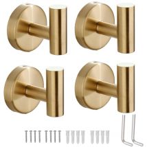 Set Mit 4 Wandhaken Aus Edelstahl Sus 304 Für Bademäntel, Küche, Schraubgarderobe Aus Metall (gold)