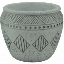 Runde Tondo -Bass -Glas in Faserlehm dekoriert grau 17x17x15 cm Aquilegie