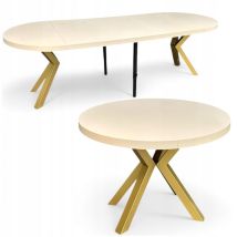 Damale Meble - Runder Ausziehbarer Tisch Kaschmir Ø110/310 Cm Mit Goldenen Metallbeinen