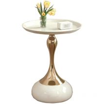 Sinbinta - Runder Beistelltisch, Eleganter Cocktail und Getränketisch, Marmor-Nachttisch Couchtisch klein Couchtisch für Wohnzimmer und kleine Räume
