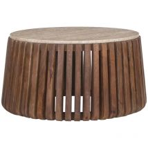 Runder Couchtisch aus massivem Holz, Kollektion DELHI, Durchmesser 70 cm - Ethnischer Stil und Design