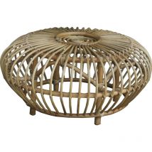 Runder Couchtisch aus Naturrattan Chillvert Parma 73x73x39 cm mit Geometrischem Design