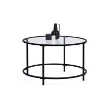 Runder Couchtisch merano 70 cm Glasplatte und Metallfuß