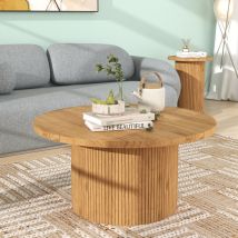 Table basse ronde en bois de caoutchouc – Style vieilli – Mobilier d'intérieur – Forme, Longueur, Matières, Largeur, Hauteur, Style, Caractéristiques 